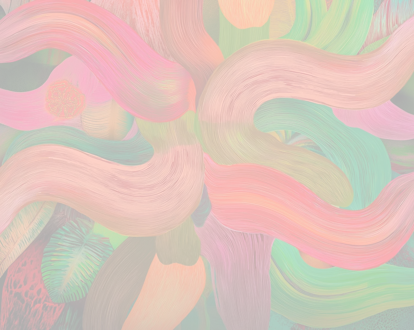 Fundo abstrato composto por pinceladas largas e coloridas em tons vibrantes de vermelho, rosa, laranja e verde, formando um movimento orgânico e fluido.